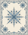 Pale Blue Snowflake Border Medallion Rug
