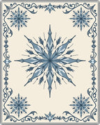 Pale Blue Snowflake Border Medallion Rug
