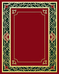 Elegant Red Green Golden Border Rug