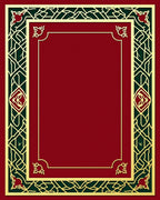 Elegant Red Green Golden Border Rug