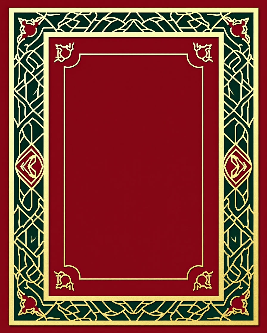 Elegant Red Green Golden Border Rug