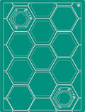 Teal Hexagon Grid Geometric Relief Rug