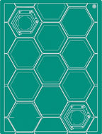 Teal Hexagon Grid Geometric Relief Rug