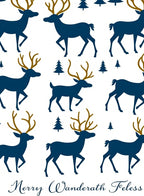 Deep Blue Forest Reindeer Silhouette Rug