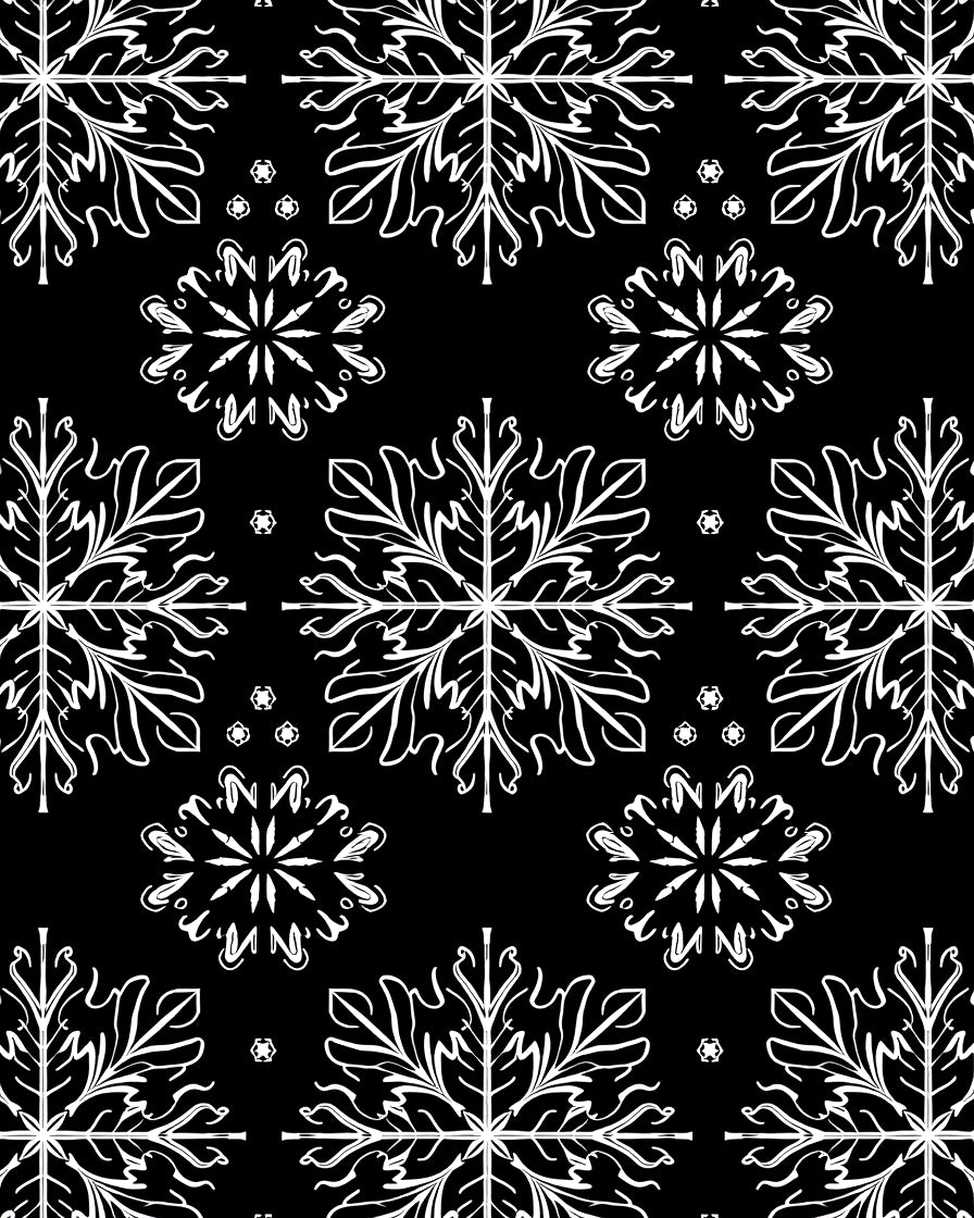 Black White Floral Mandala Medallion Rug
