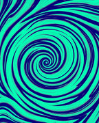 Vibrant Teal Navy Swirling Vortex Rug