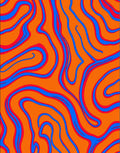 Vibrant Orange Blue Swirl Flow Rug