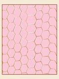 Pale Pink Gold Hexagon Contemporary Rug