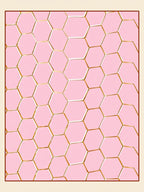 Pale Pink Gold Hexagon Contemporary Rug