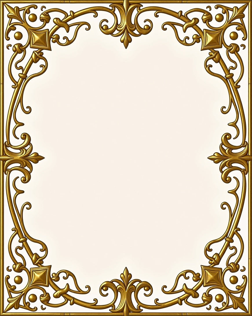 Ornate Gold Acanthus Leaf Border Rug