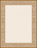 Rich Brown Geometric Interlocking Border Rug