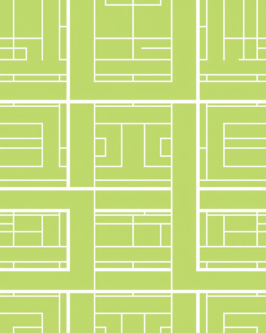 Lime Green White Geometric Grid Rug