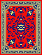 Crimson Cobalt Yellow Star Border Rug