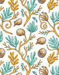 Golden Coral Teal Leaf Shells Rug