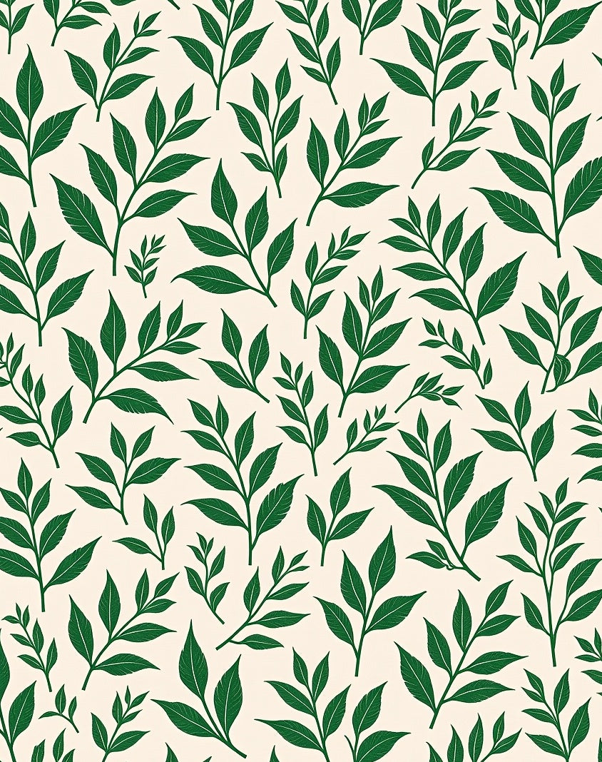 Deep Green Leafy Branches Pattern Rug