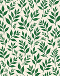 Deep Green Leafy Branches Pattern Rug