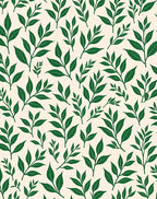 Deep Green Leafy Branches Pattern Rug