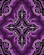 Deep Purple Abstract Floral Mandala Rug