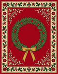 Red Wreath With Golden Bow border Rug