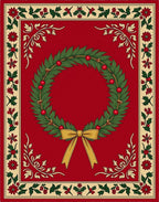 Red Wreath With Golden Bow border Rug