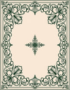 Ornate Emerald Scroll Border Rug