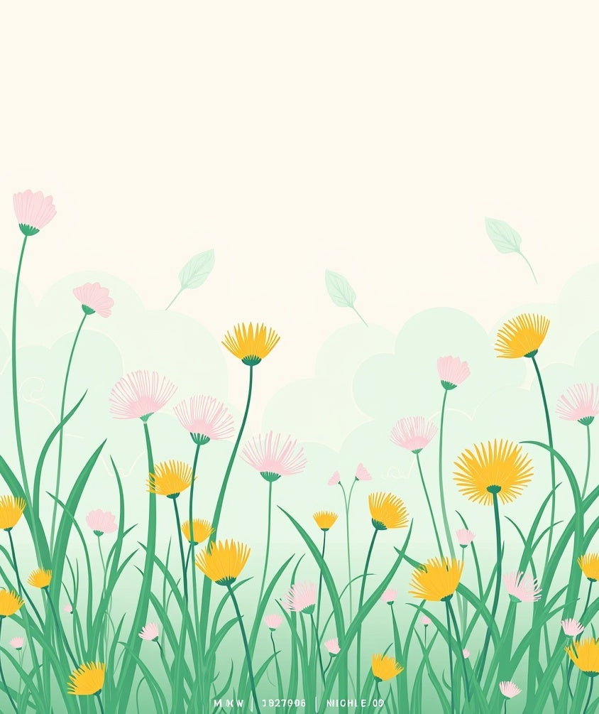 Whimsical Pink Yellow Meadow Blooms Rug