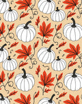 Autumn White Pumpkin Orange Leaf Swirls Rug