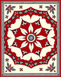 Crimson Medallion Floral Border Rug