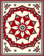 Crimson Medallion Floral Border Rug