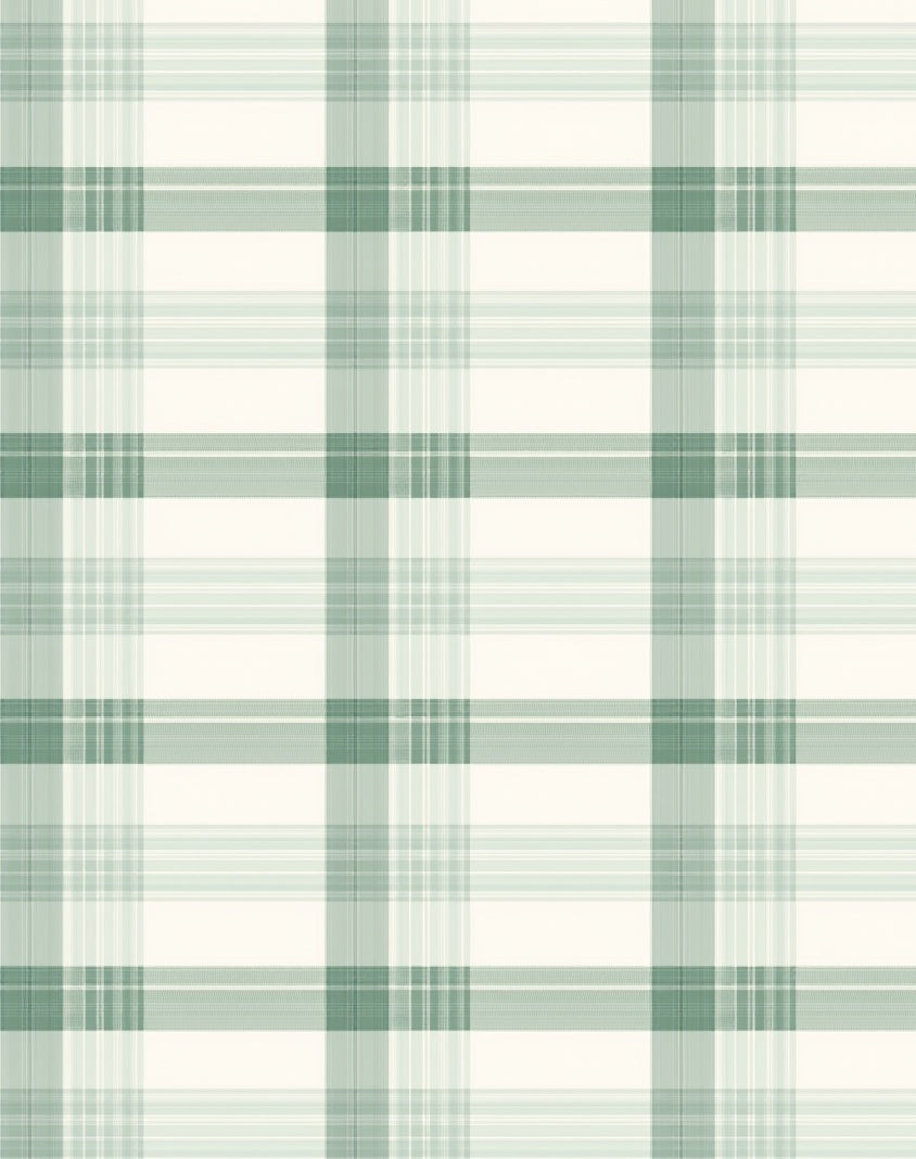 Soft Sage Green Plaid Check Rug