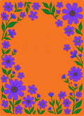 Groovy Purple Floral Border Orange Ground Rug