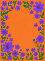 Groovy Purple Floral Border Orange Ground Rug