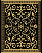 Golden Black Baroque Scroll Rug