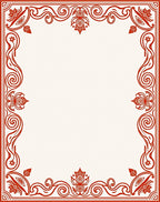 Red Ornamental Floral Scroll Rug
