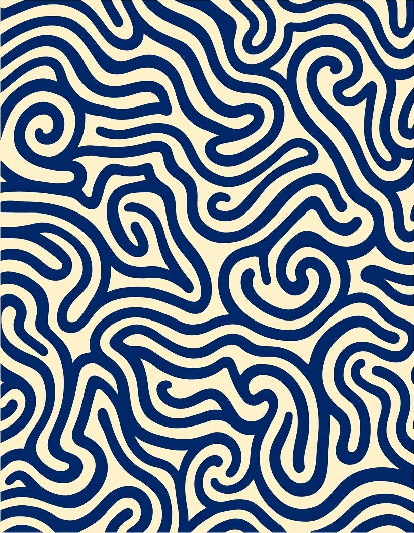 Navy Wavy Curl Fluid Rug