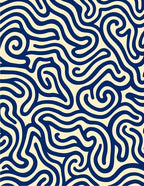 Navy Wavy Curl Fluid Rug