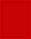Crimson Red Geometric Interlocking Arrangement Rug
