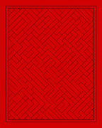 Crimson Red Geometric Interlocking Arrangement Rug