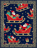 Festive Santa Sleigh Midnight Garland Rug