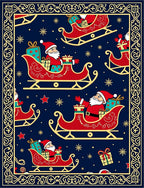 Festive Santa Sleigh Midnight Garland Rug