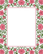 Pink Rose Vine Border Rug