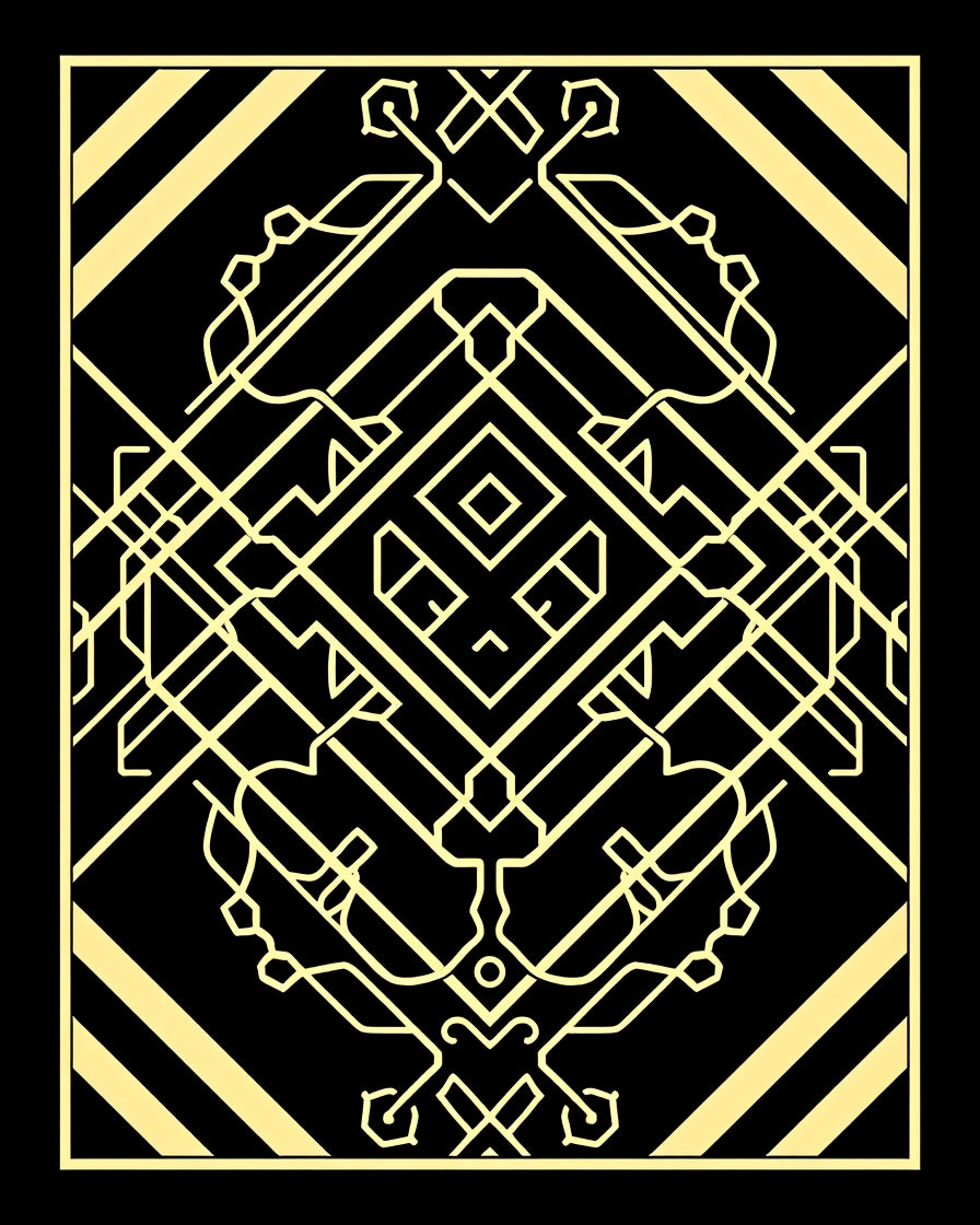 Art Deco Gold Geometric Symmetry Rug