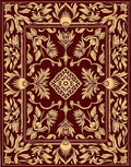 Crimson and Gold Floral Garden Border Rug