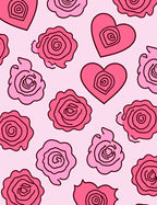 Pink Hearts and Roses Garden Rug