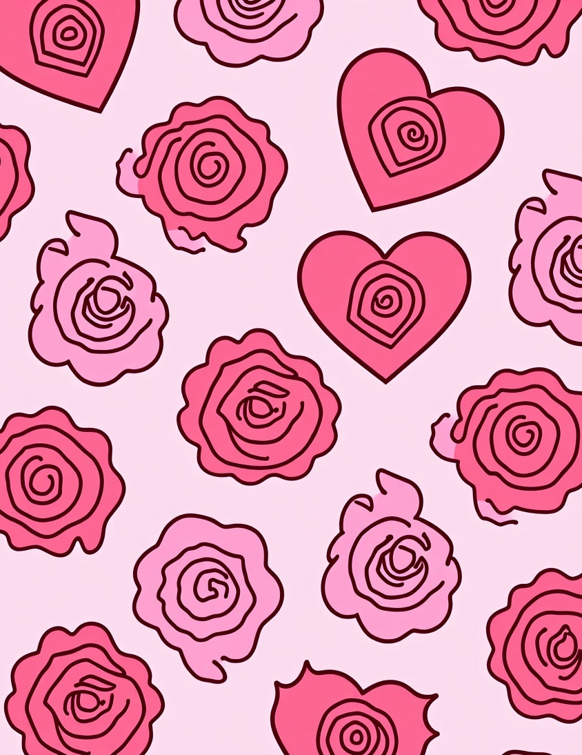 Pink Hearts and Roses Garden Rug