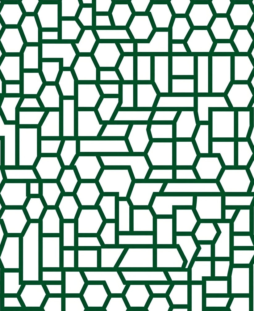 Deep Green Geometric Accordion Assemblage Rug