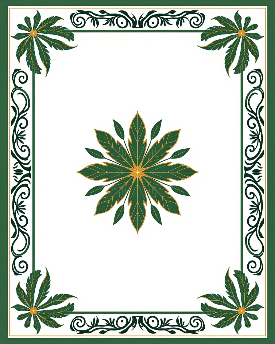 Emerald Leaf Medallion Border Rug