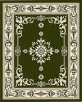 Deep Green Floral Vine Medallion Rug