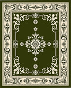 Deep Green Floral Vine Medallion Rug