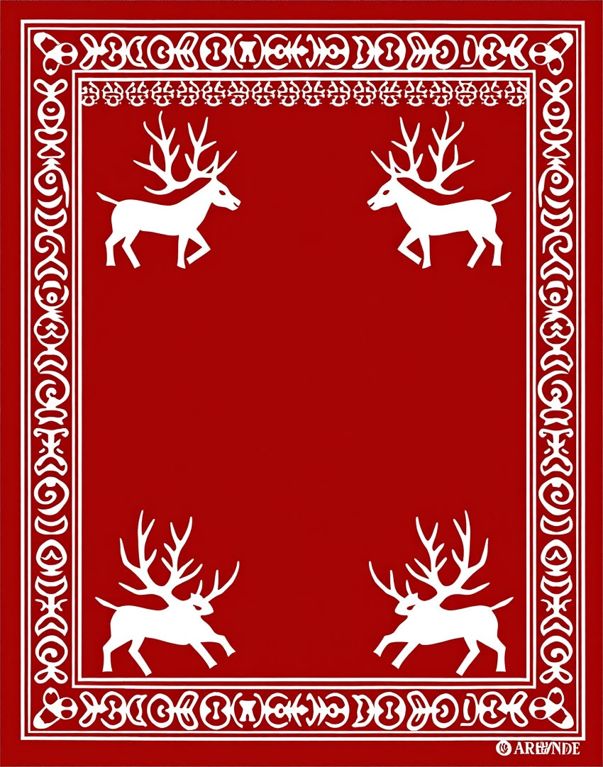 Crimson Deer Majestic Border Rug